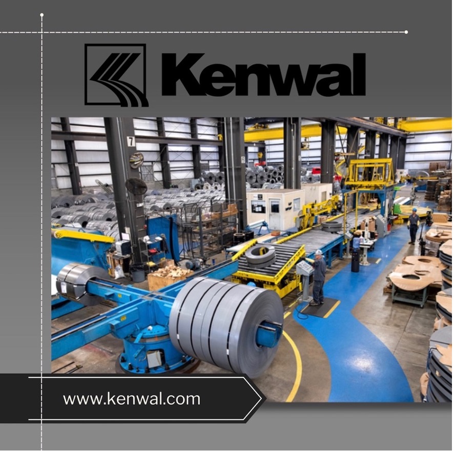 A Kenwal Steel processing warehouse with coiled steel inventory ready for processing or shipping.